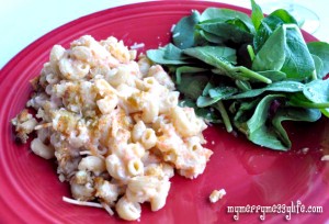Real and Kid-Friendly Macaroni and Cheese Recipe with Salad and Cumin Vinagrette
