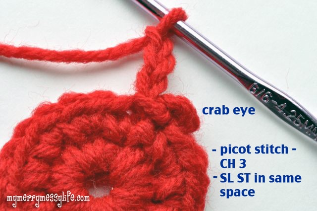 Crochet Crab Applique - the eyes