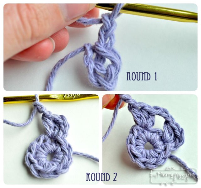 Crochet Granny Flower Rounds 1-2