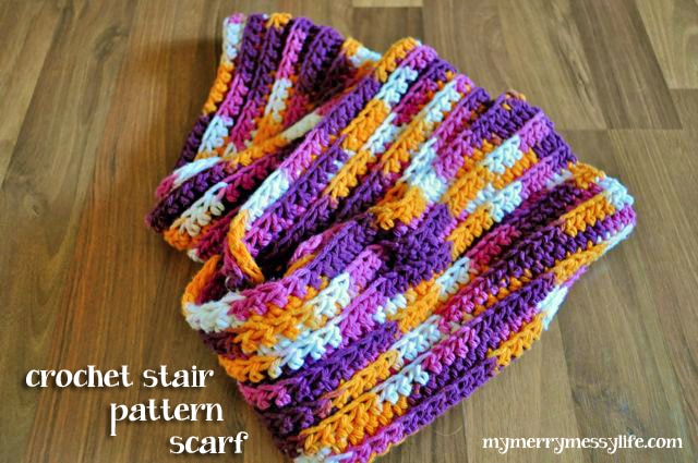 Free Crochet Pattern - Stair Pattern worked with Double Crochet and Back Loops Only