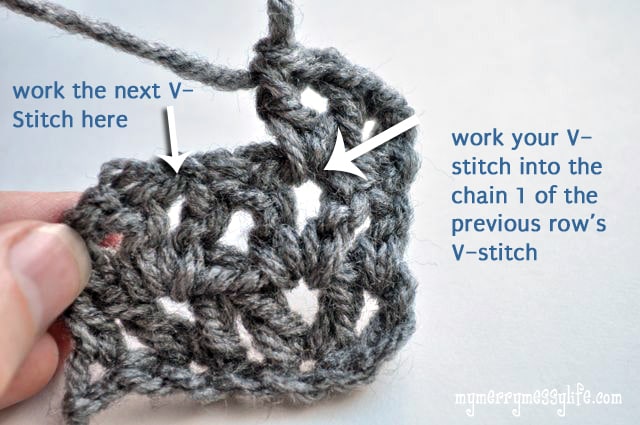 Crochet V-Stitch Tutorial - How to continue the next rows