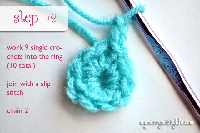 Free Crochet Pattern for an Easy, Tiny Flower - Step #2