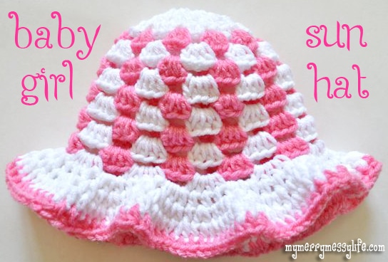 Free Crochet Granny Stitch Sun Hat Pattern for a Baby Girl