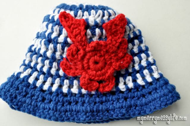 Free Crochet Pattern for a Crab Applique and Cape Cod Sun Hat