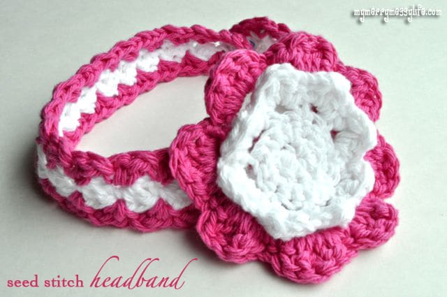 Crochet Seed Stitch Baby Girl Headband Free Pattern