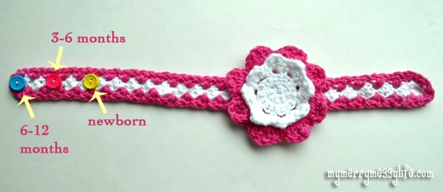 Crochet Seed Stitch Baby Girl Headband - Sizing