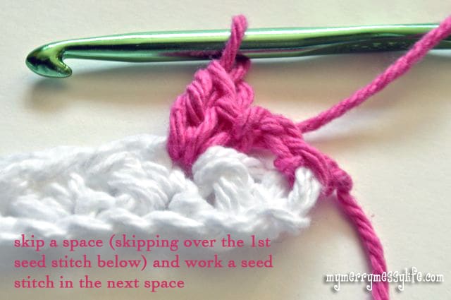 Crochet Seed Stitch Headband Close Up and Tutorial