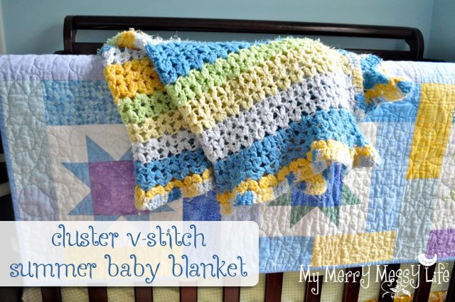 Free Crochet Cluster V-Stitch Baby Blanket Pattern