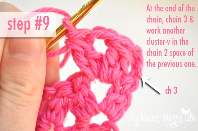 Crochet Cluster V-Stitch Photo Tutorial - Step 9