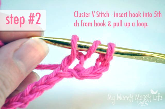 Free Crochet Cluster V-Stitch Tutorial - Step 2
