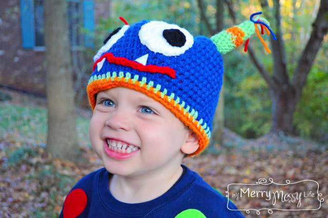 My Merry Messy Life: Crochet Monster Hat Free Pattern - Toddler to Child Sizes
