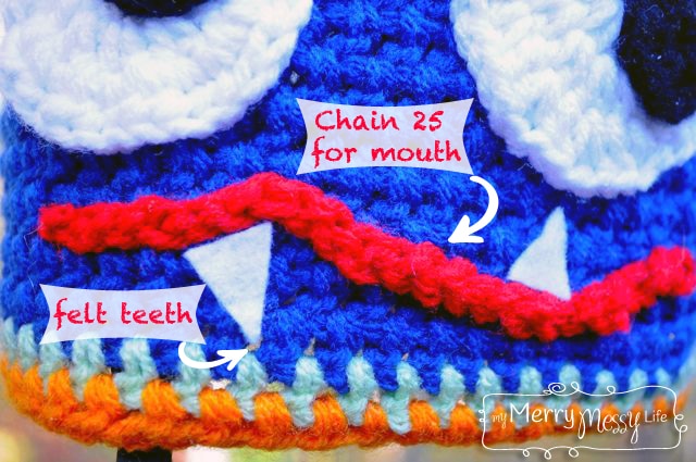 Crochet Monster Hat - Teeth and Mouth