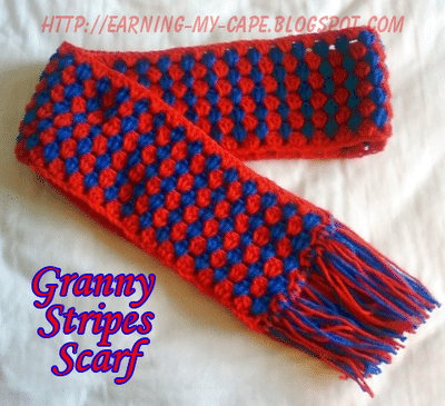 Crochet Granny Stripes Scarf Free Pattern from Earning My Cape