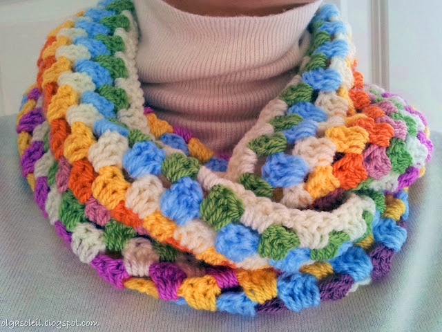 Granny Stripe Crochet Infinity Scarf and Cowl