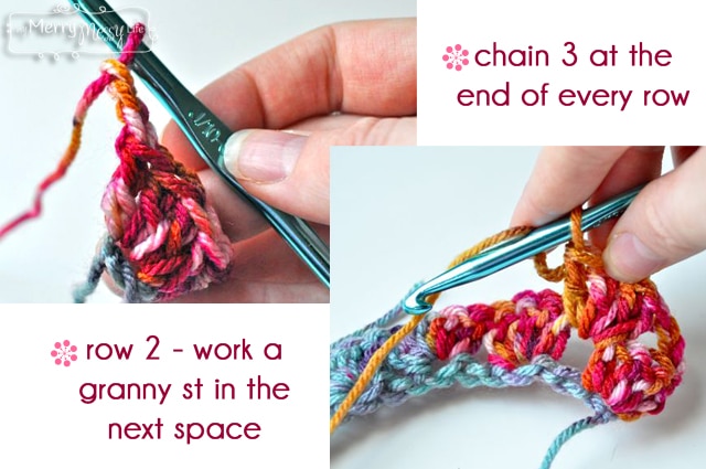My Merry Messy Life: Crochet Granny Stitch Infinity Scarf and Cowl Free Pattern - Chain 3 After Every Row
