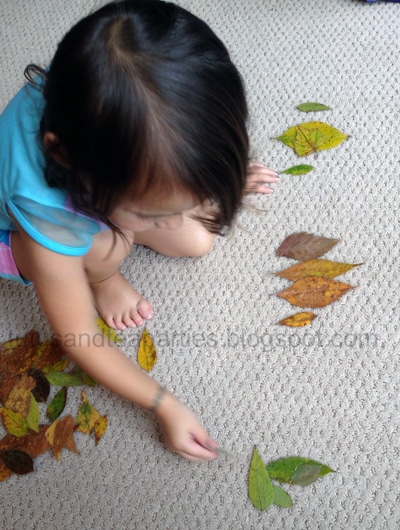 Homeschooling Made Simple with Tutus and Tea Parties - Toddler Activity with Leaves