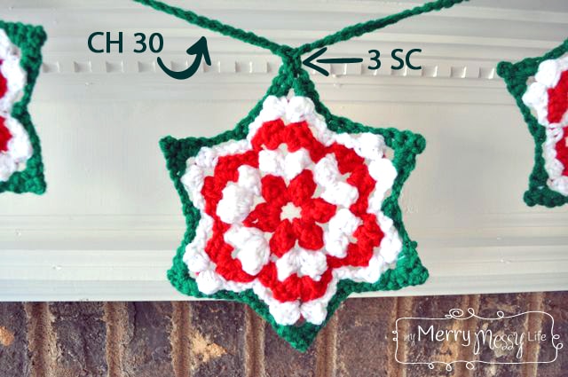 Free Crochet Christmas Star Garland Bunting Pattern