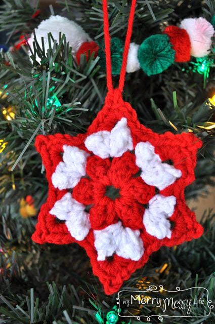 Crochet Christmas Star Ornament Free Pattern and Tutorial