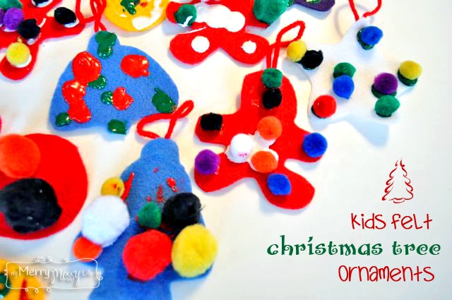 Christmas Craft with Kids – Felt Ornament with Puffy Paint and Pom-Poms