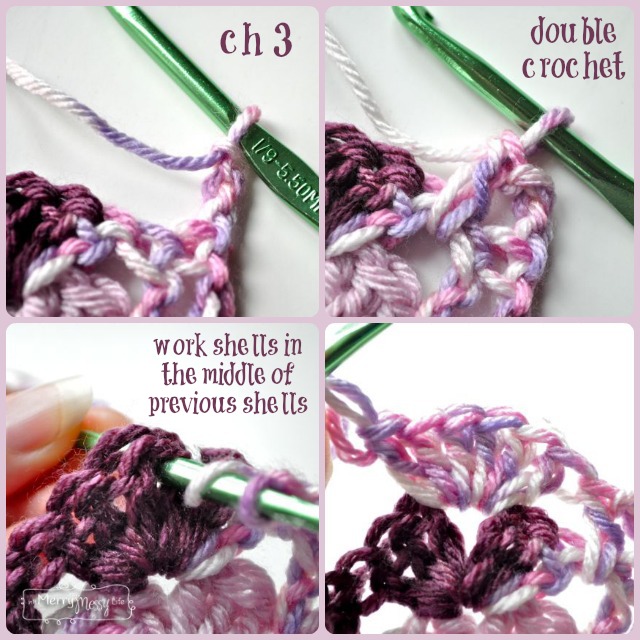 Crochet Shells and Rails Scarf - Steps and How To