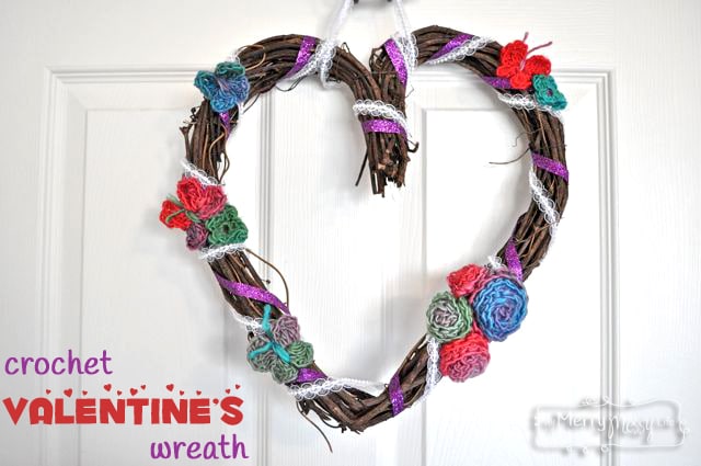 Crochet and Ribbon Valentine's Wreath Craft