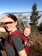 Jacquelyn on a hike with her baby