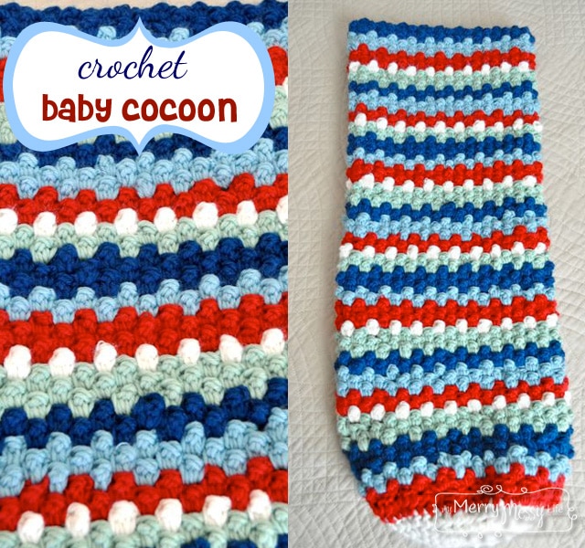 Free Crochet Baby Cocoon Pattern using the Raspberry Stitch