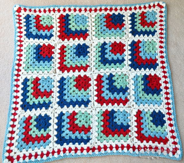 Crochet Mitered Granny Square Blanket - Entire Blanket