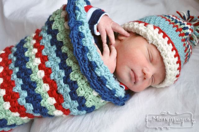 Baby Boy Crochet Layette - Cocoon and Hat