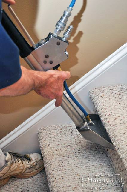All Star Chem Dry Green Carpet Cleaning Service - Cleaning the Stairs