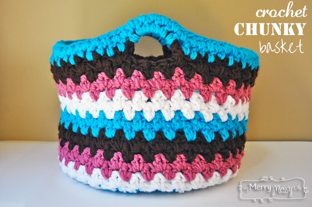 Free Crochet Chunky Basket Pattern using the Seed Stitch by My Merry Messy Life