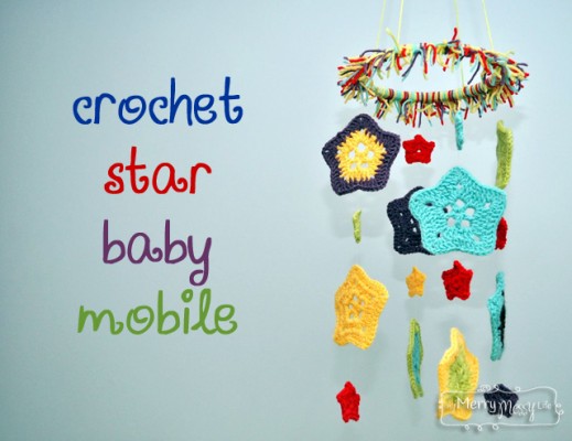 Crochet Star Baby Mobile with free patterns and a tutorial!