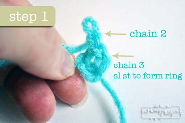 Crochet Mini Star Applique - Step 1