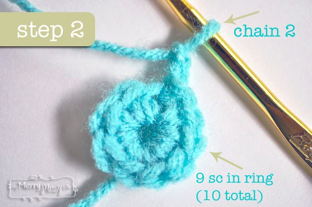 Crochet Mini Star Applique - Step 1