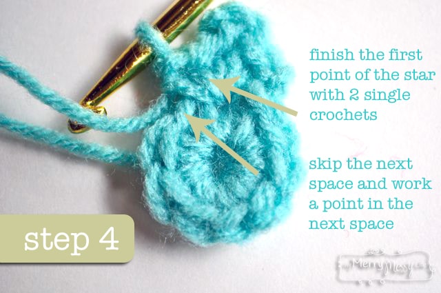 Crochet Mini Star Applique - Step 4