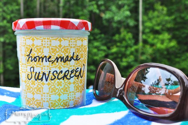DIY Natural Sunscreen Recipe using coconut oil, zinc oxide, beeswax, and other natural, safe ingredients