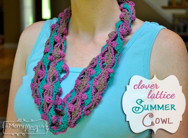 My Merry Messy Life: Crochet Clover Lattice Summer Cowl - Free Pattern