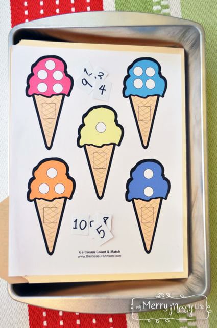 Montessori Preschool Tray - Ice Cream Counting Activity