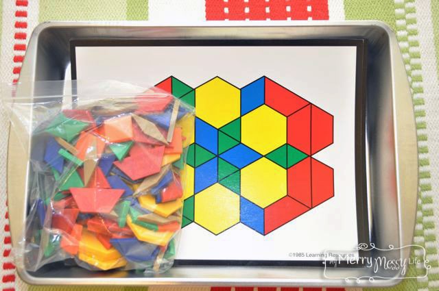 Montessori Inspired Preschool Tray Activities - Pattern Blocks