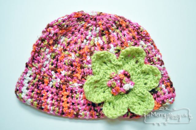 Crochet Adult Beanie with Flower – Free Pattern