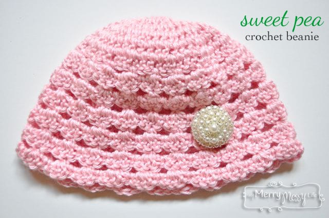 Free Crochet Pattern for a Sweet Pea Beanie via My Merry Messy Life