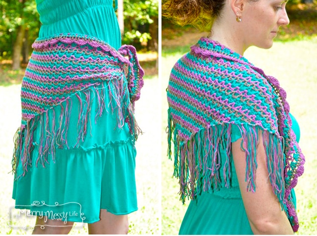 Crochet Shawlette, Shrug and Skirt All in One - Free Pattern via My Merry Messy Life