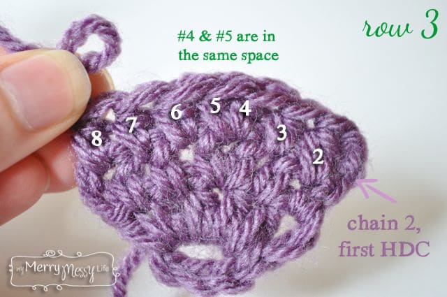 Crochet Ear Warmers Photo Tutorial - Row 3
