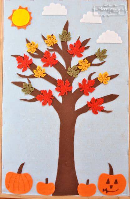 DIY Felt Board to Teach the Seasons and Weather to Preschoolers - Fall Scene