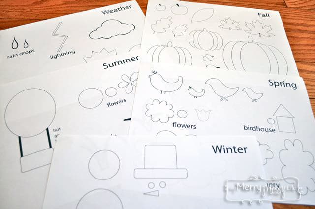 Free Printable Template for a Felt Board to Teach Seasons and Weather to Preschoolers