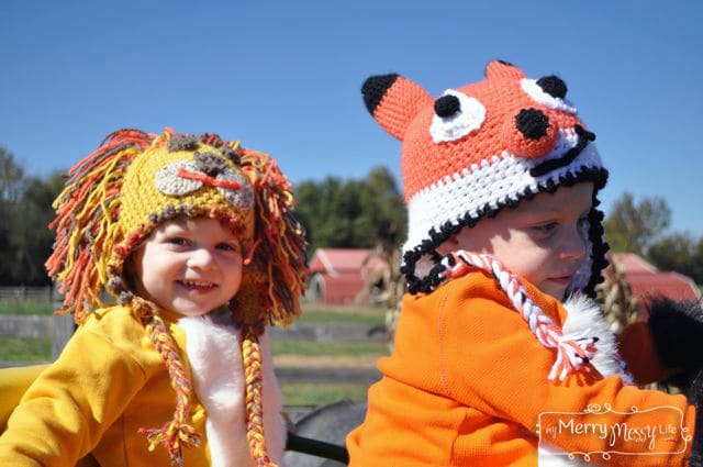 Crochet Fox and Lion Hats by My Merry Messy Life