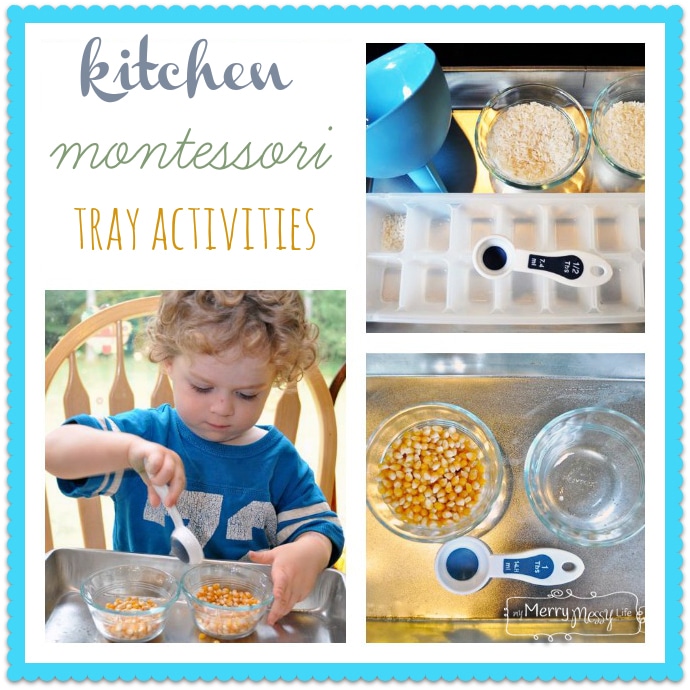 How to Make Montessori Practical Life Trays on the cheap using items from the Kitchen via My Merry Messy Life