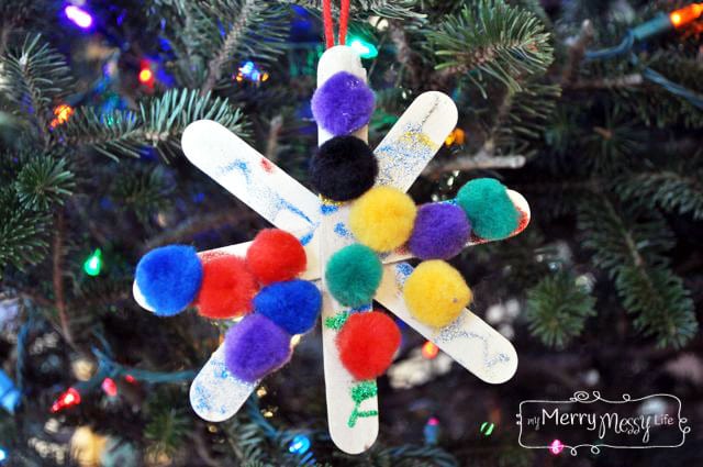 Dollar Store Christmas Tree Snowflake Ornament made by Kids!