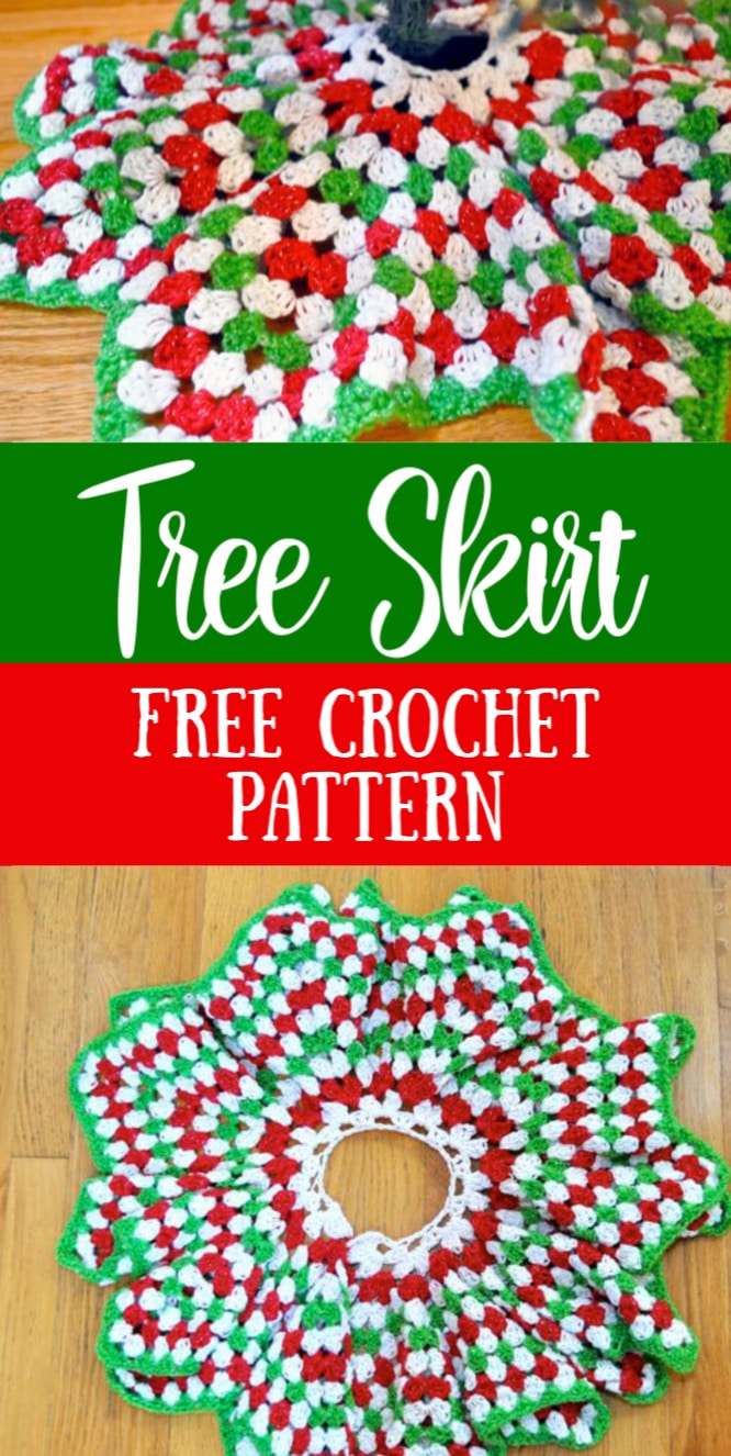 Free Crochet Pattern for a Christmas Tree Skirt in a Star Shape using Metallic Yarn