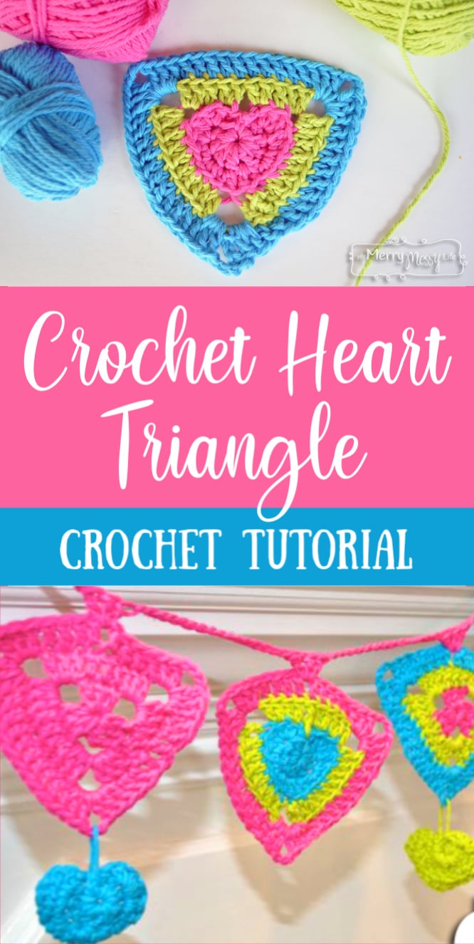 Free Crochet Pattern for a Heart Triangle - perfect for a baby or little' girls room, a baby shower, or Valentine's Day